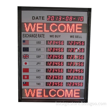 1" Red Indoor LED Exchange Rate Sign with Moving Sign